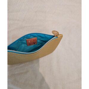 Ipsy Zipper Cosmetic makeup Bag Pouch Stay Golden Gold Jewel 4.5in 7 7in NWOT